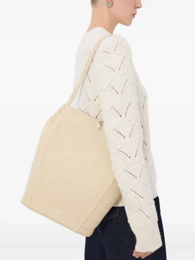 Loulou De Saison Audrey Embossed Shoulder Bag In Neutral