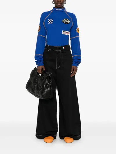 Palm Angels X Moncler Patch-detail T-shirt In Blue