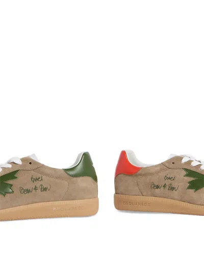 Dsquared2 Lace-up Round-neck Sneakers In Brown