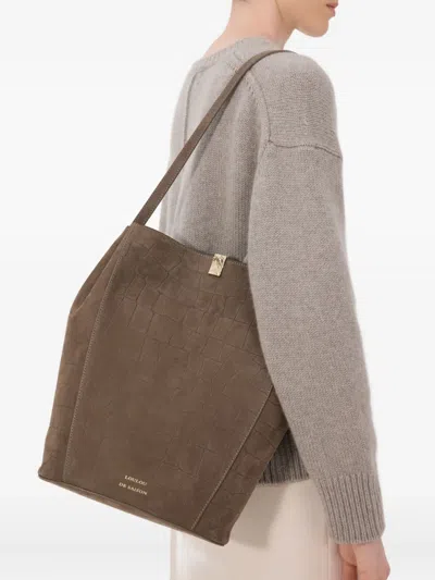 Loulou De Saison Audrey Embossed Shoulder Bag In Brown