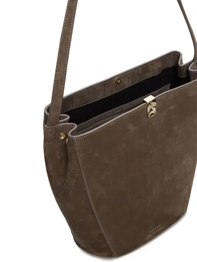 Loulou De Saison Audrey Embossed Shoulder Bag In Brown