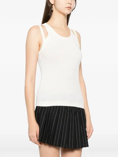 Helmut Lang Ribbed Tank Top In White