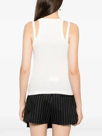 Helmut Lang Ribbed Tank Top In White