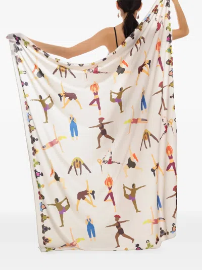 Amapô Yoga Pose Graphic Scarf In Neutral