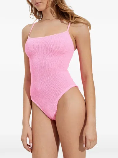 Hunza G Pamela Crinkle Swimsuit In Pink