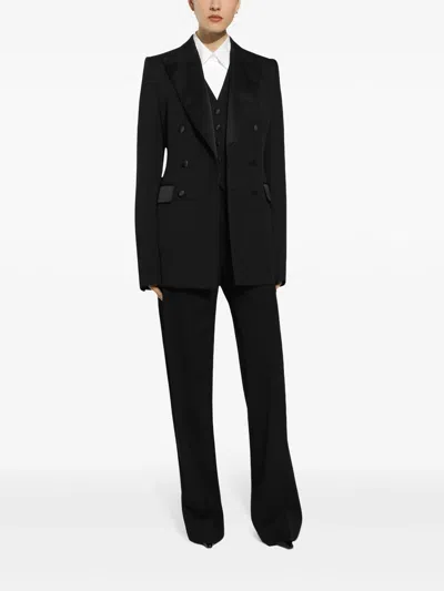 Dolce & Gabbana Black Straight Wool Trousers