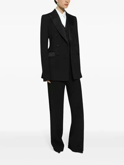 Dolce & Gabbana Black Straight Wool Trousers