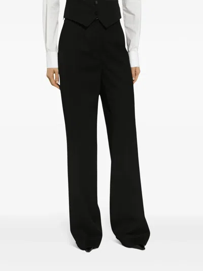 Dolce & Gabbana Black Straight Wool Trousers