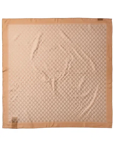 Gucci Silk Scarf In Brown