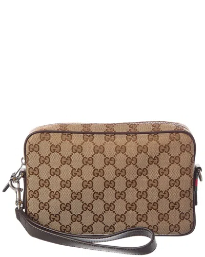 Gucci Small Gg Canvas & Leather Crossbody In Brown