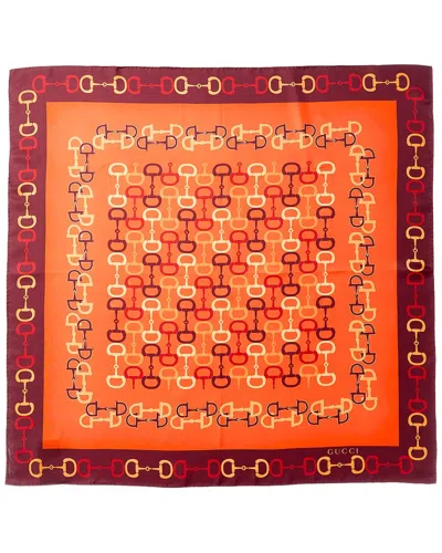 Gucci Logo Silk Scarf In Red