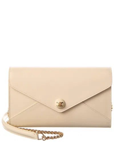 Celine Envelope Leather Wallet On Chain In Neutral