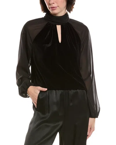 Vince Camuto Velvet Mock Neck Top In Black