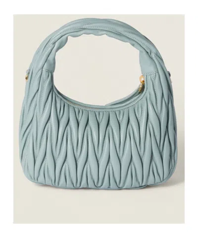 Miu Miu Crossbody Bag Detachable Strap Gold Tone Hardware In Green