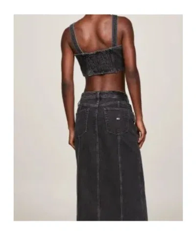 Tommy Hilfiger Bustier Denim Skinny Fit Crop Top In Black