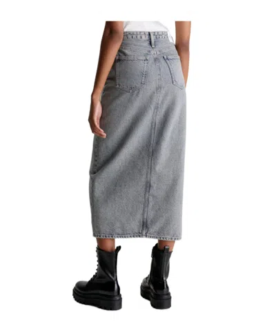 Calvin Klein Jeans Est.1978 Denim Maxi Skirt In Gray