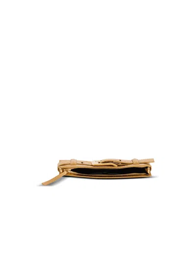 Balmain Anthem Laminated Leather Clutch In Gold
