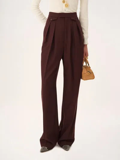 Chloé High-rise Gathered Trousers In Burgundy