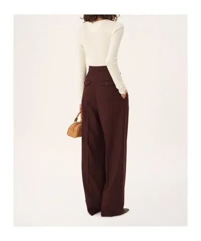 Chloé High-rise Gathered Trousers In Burgundy