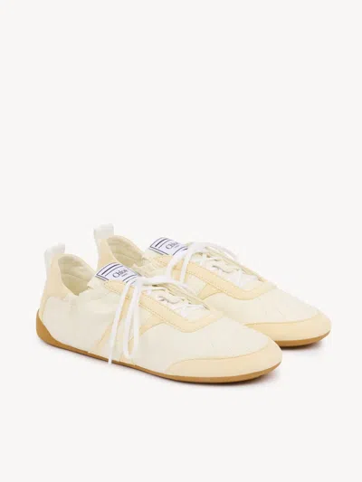 Chloé Kick Suede-trimmed Leather Sneakers In Neutral