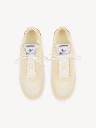 Chloé Kick Suede-trimmed Leather Sneakers In Neutral