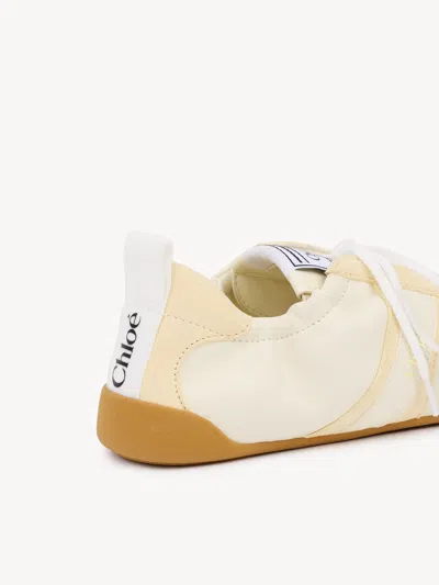 Chloé Kick Suede-trimmed Leather Sneakers In Neutral