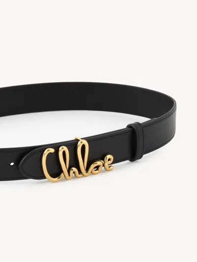 Chloé Iconic Leather Belt Adjustable Length In Black