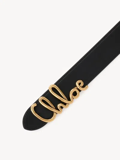 Chloé Iconic Leather Belt Adjustable Length In Black