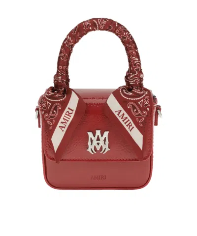 Amiri Red Calf Leather Bos Taurus Shoulder Bag In Burgundy