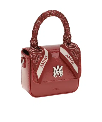 Amiri Red Calf Leather Bos Taurus Shoulder Bag In Burgundy