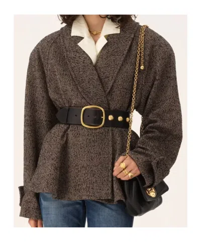 Chloé Double-breasted Short Riding Coat In Gray