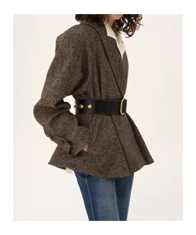 Chloé Double-breasted Short Riding Coat In Gray