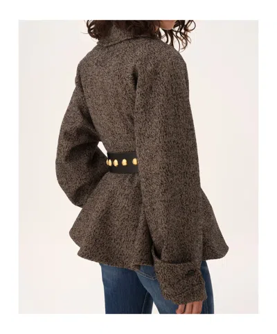 Chloé Double-breasted Short Riding Coat In Gray