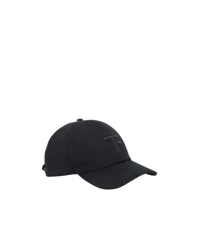 Tom Ford Leather-trimmed Logo-embroidered Cotton-twill Baseball Cap In Black