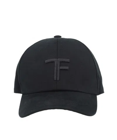Tom Ford Leather-trimmed Logo-embroidered Cotton-twill Baseball Cap In Black