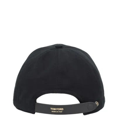 Tom Ford Leather-trimmed Logo-embroidered Cotton-twill Baseball Cap In Black