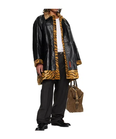 Martine Rose Leather Coat In Black