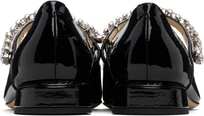 Jimmy Choo Women Black Ballet Flats With Crystals On Strap In Patent Leather Woman