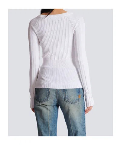 Balmain Knit Top With Buttons In White