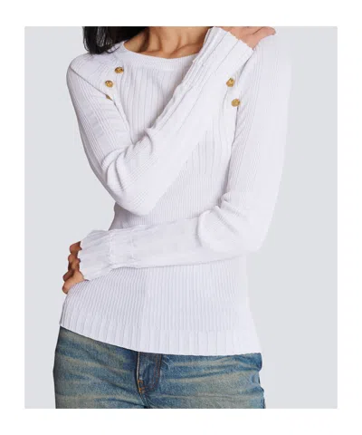 Balmain Knit Top With Buttons In White