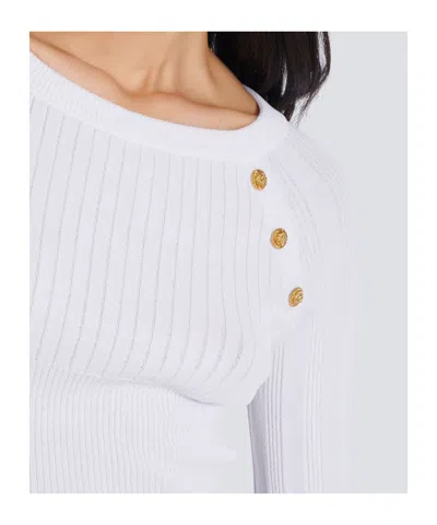 Balmain Knit Top With Buttons In White