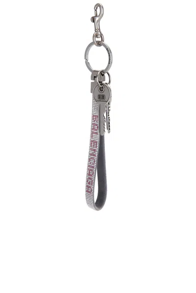 Balenciaga Charm Balen Strass Keychain In Silver