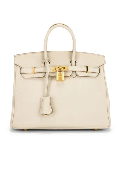 Pre-owned Hermes Togo Birkin 25 Handbag In Gray