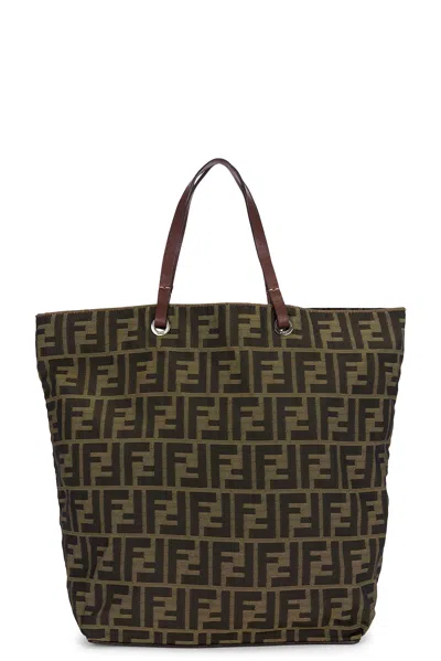 Pre-owned Fendi Zucca Tote Bag In Brown