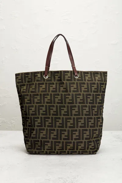 Pre-owned Fendi Zucca Tote Bag In Brown