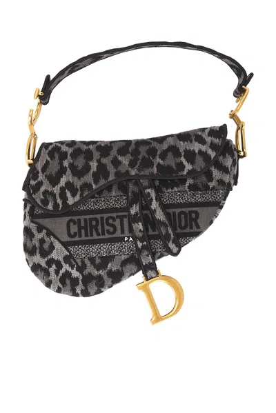 Pre-owned Dior Mizza Embroidered Saddle Bag In Gray