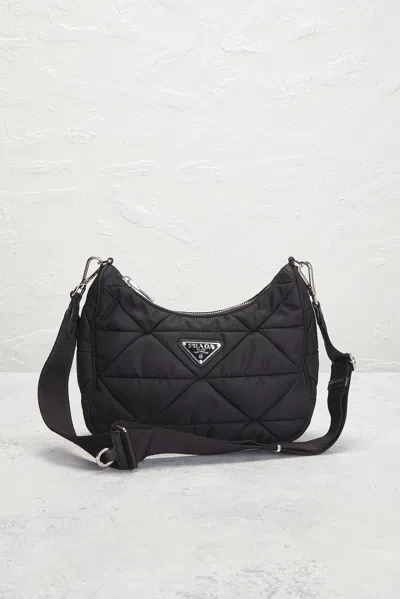 Pre-owned Prada Padded Re-nylon Shoulder Bag In Black