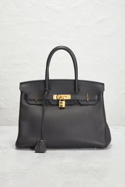 Pre-owned Hermes Togo Birkin 30 Retourne Handbag In Black