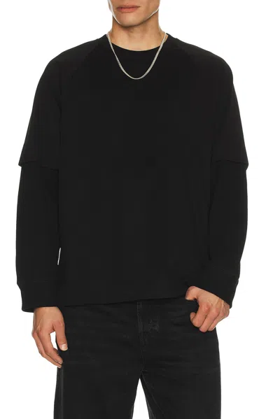 Helmut Lang Double Layer Waffle Stitch Top In Black