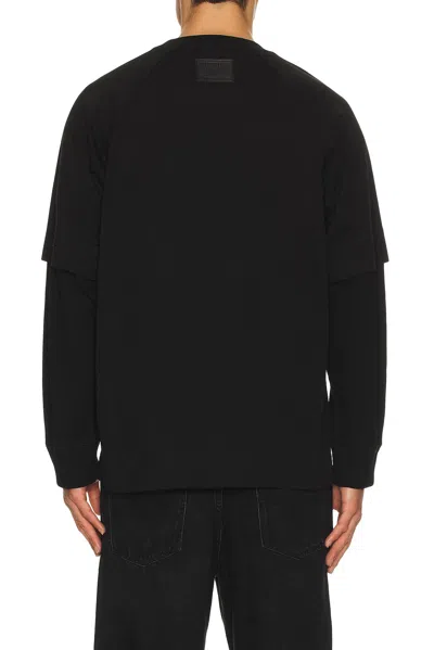 Helmut Lang Double Layer Waffle Stitch Top In Black